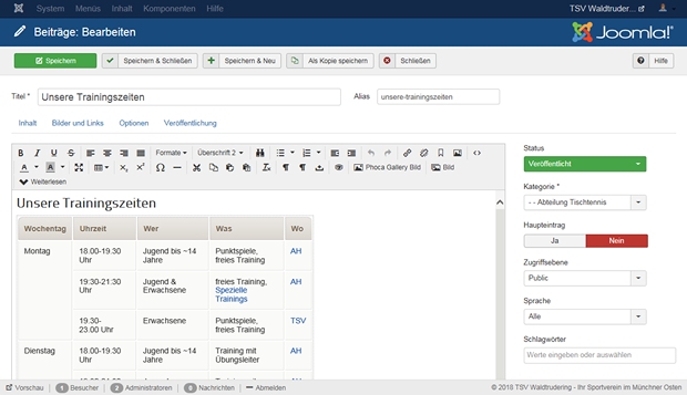 Beiträge erstellen / bearbeiten